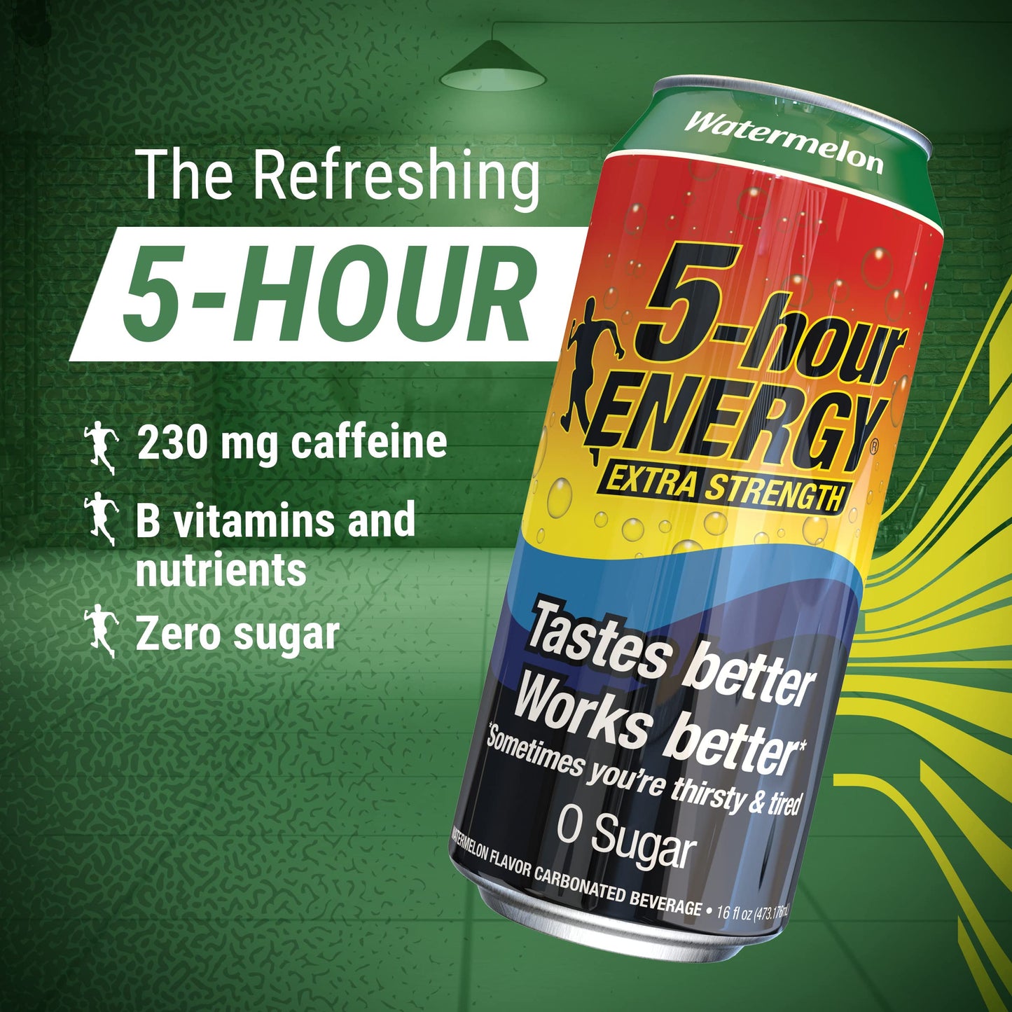 5-hour ENERGY Extra Strength Watermelon Energy Drink, Sugar-Free, 16oz Cans, Pack of 12, 230mg Caffeine