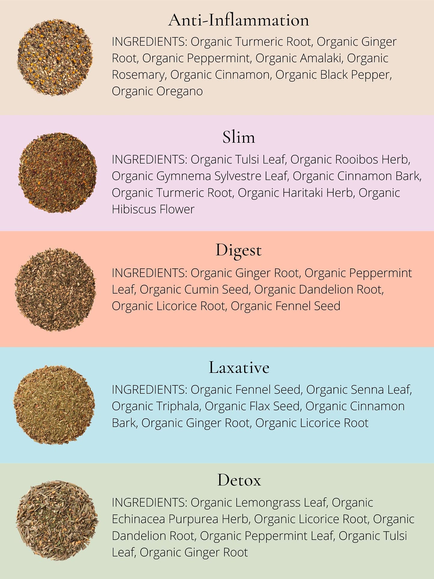 Gardenika Organic Loose Leaf Tea Set - Herbal & Caffeine-Free - 5 Pack - Kosher - No Artificial Flavors - Model 1042365518