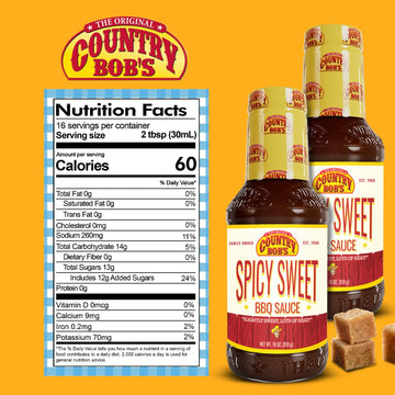 Country Bobs Spicy Sweet BBQ Sauce, Slightly Sweet with Bold Heat, 18 oz (Pack of 2)