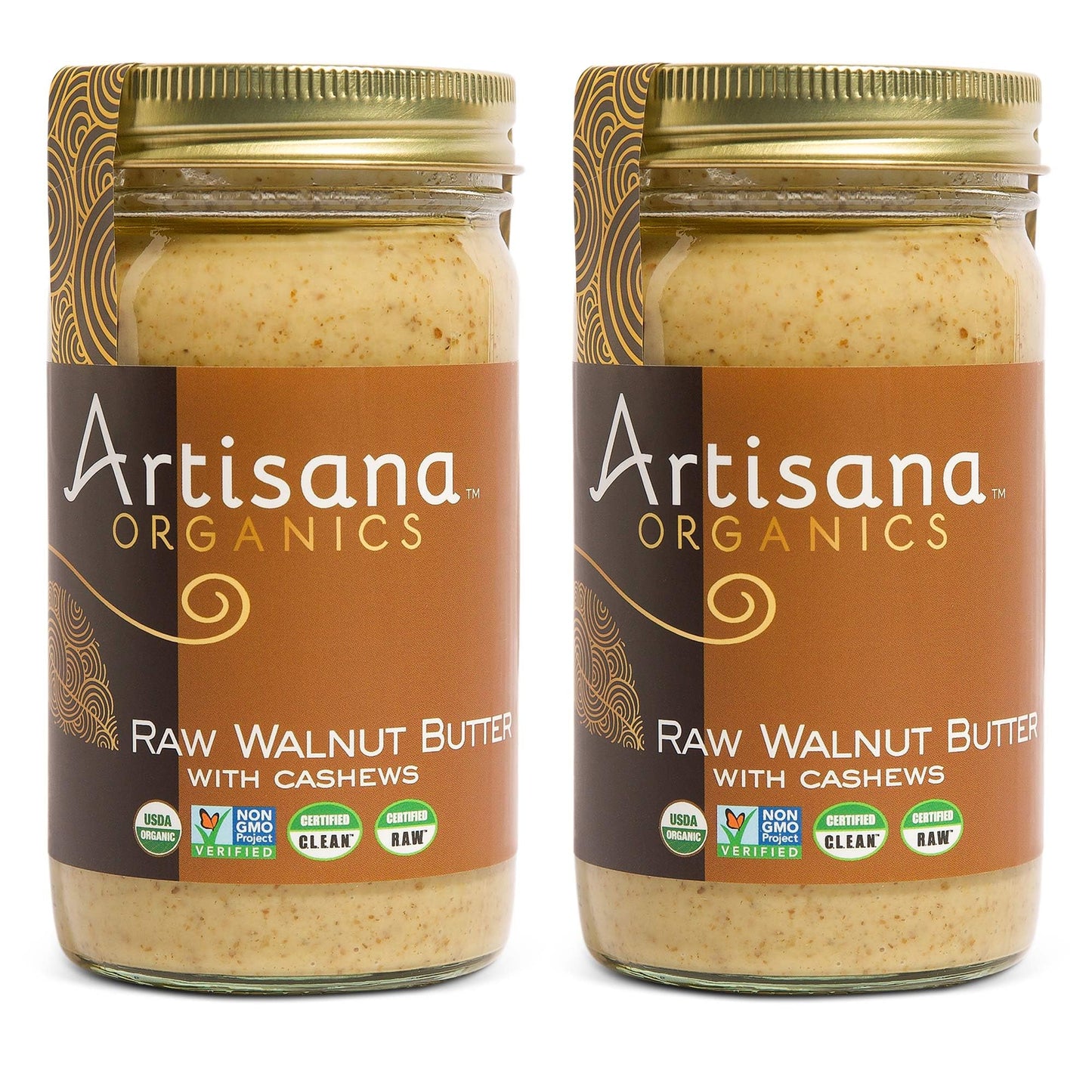 Artisana Organics Raw Walnut Butter with Cashews (2-Pack)  14oz Jars | No Sugar Added  Whole30 Compatible | Vegan + Paleo Friendly  Non GMO
