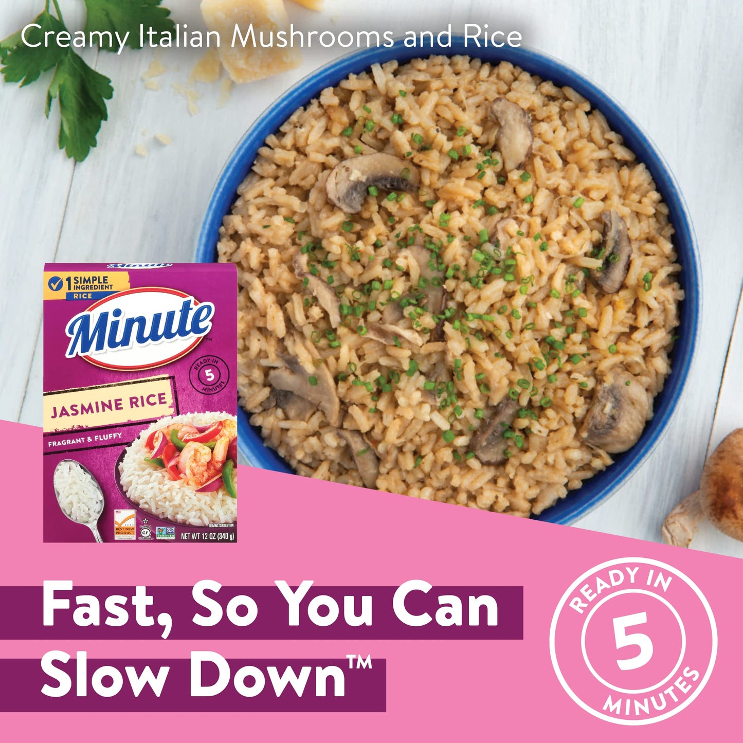 Minute Jasmine Rice, Instant Jasmine Rice for Quick Dinner Meals, 12 Ounce Box (Pack of 2)