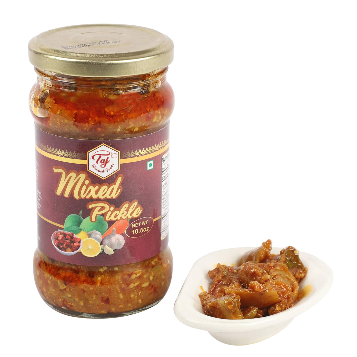 TAJ Gourmet Mixed Pickle, (Mix Achar), 300g (10.5oz)