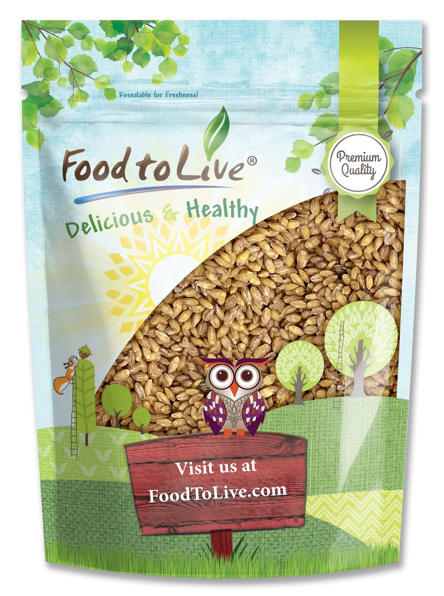 Food to Live Hulled Barley Grain, 100% Whole Grain, Vegan, 6 Pounds, Great for Baking and Brewing