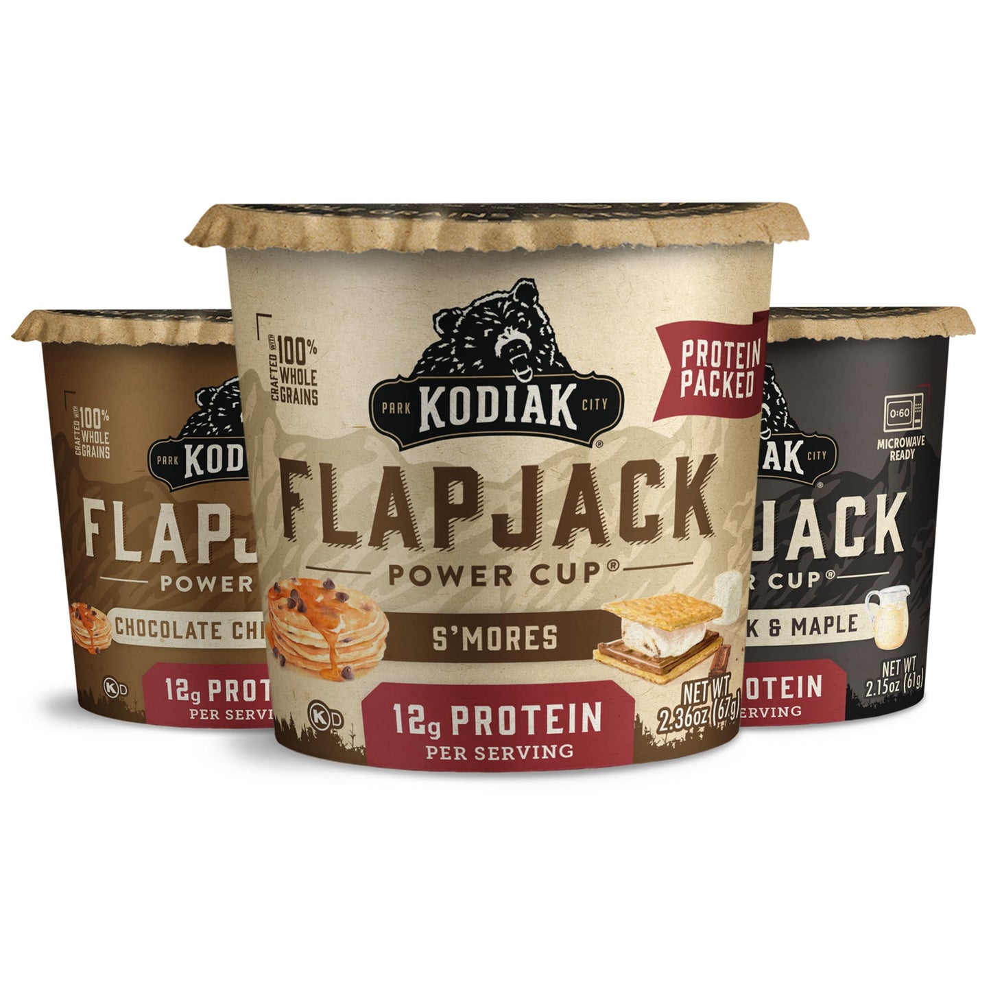 Kodiak Cakes Protein Pancake On The Go Flapjack Cups Mix; Buttermilk, Chocolate Chip, & S’Mores Variety Pack