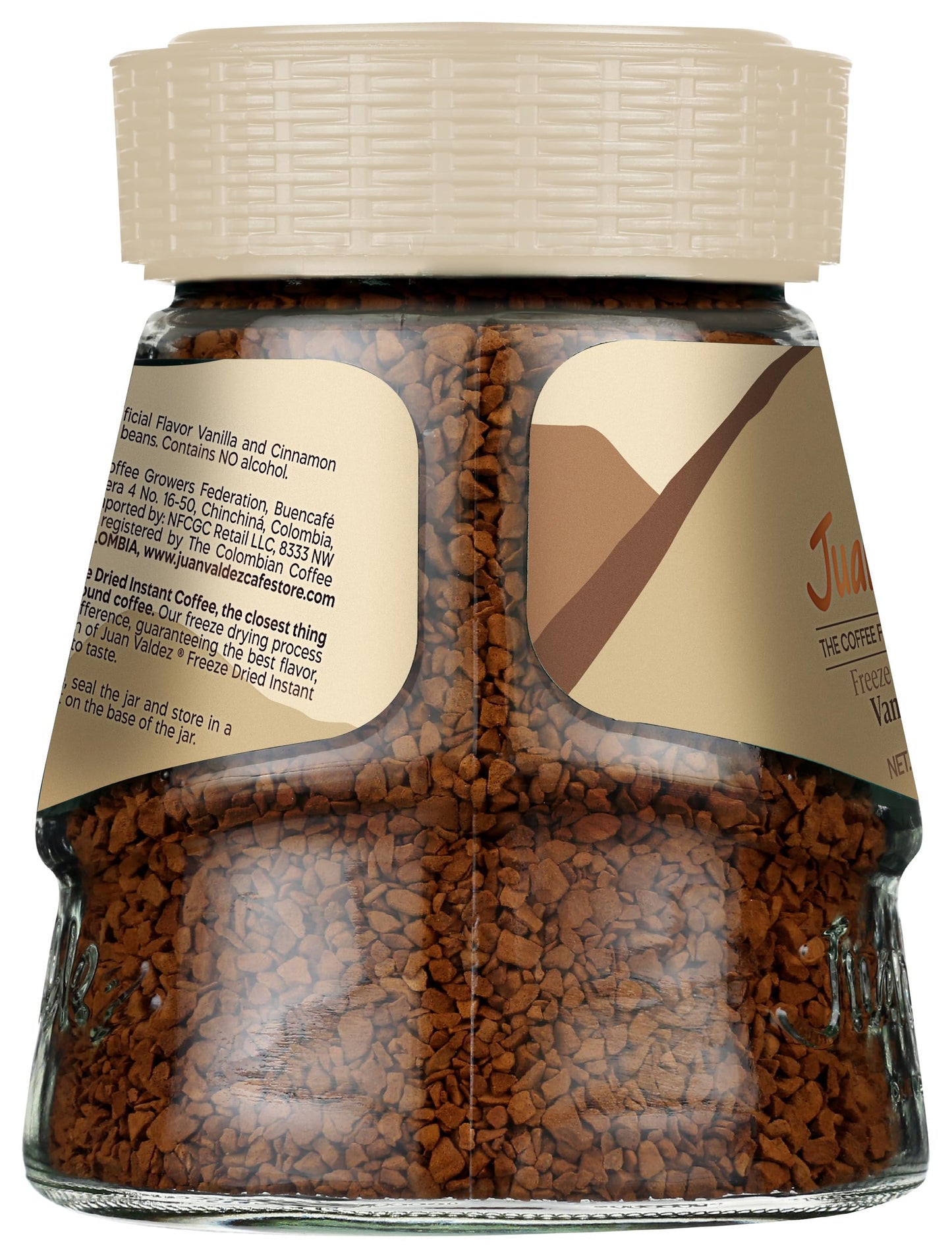 Juan Valdez Freeze-Dried Instant Coffee, Vanilla Cinnamon, 100% Colombian Arabica Beans, 3.35 oz Jar, Pack of 1