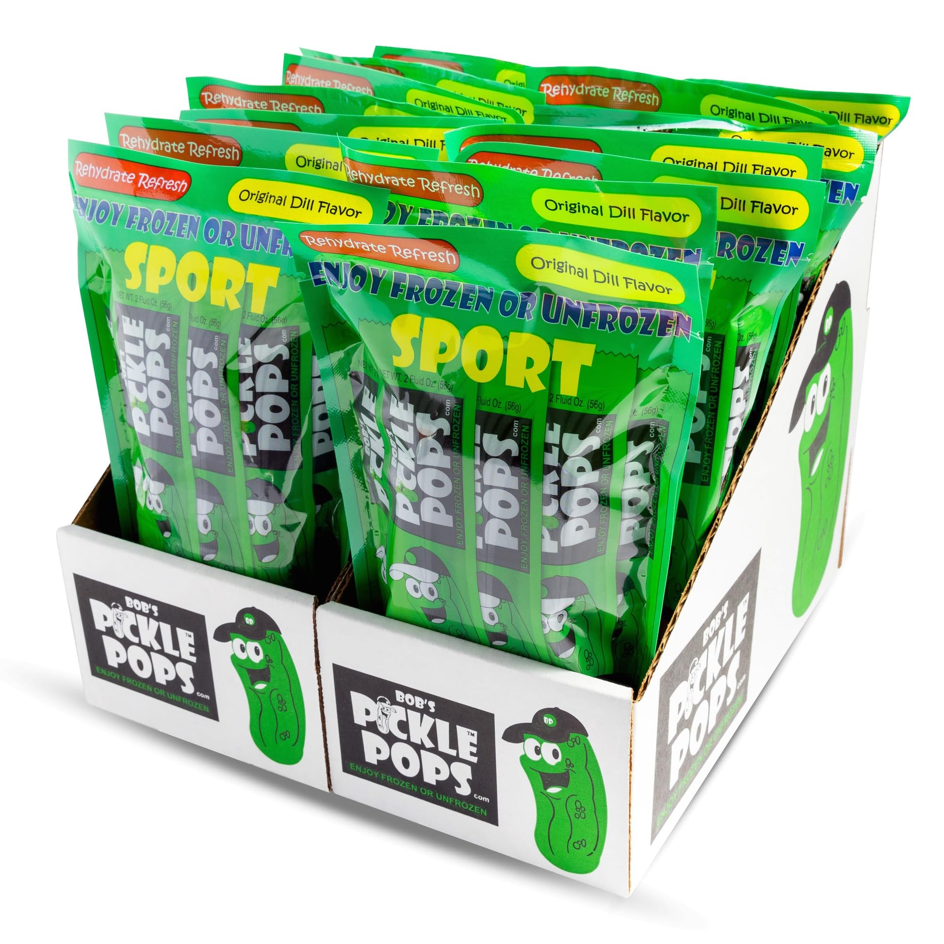 Bobs Pickle Pops Original Dill Juice Flavor Ice Pops - Electrolyte Cramp Relief - 6 Count Pack of 14