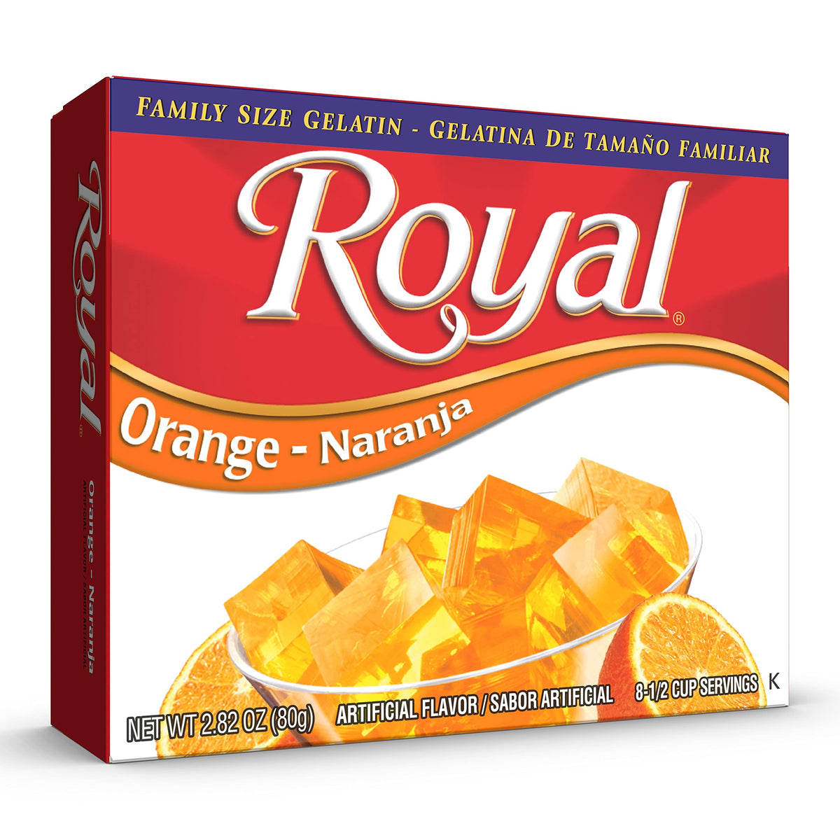 Royal Bilingual Gelatin, Fat Free Dessert Mix, Orange (12 - 2.8 Oz Boxes)