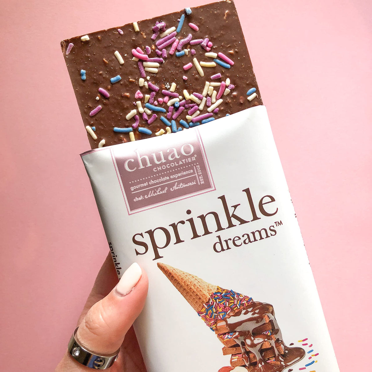 Chuao Chocolatier Sprinkle Dreams Milk Chocolate Bars | Gourmet No Preservatives | For Gift Baskets, Christmas, Birthday, Thank You, Care Package | 12 Pack