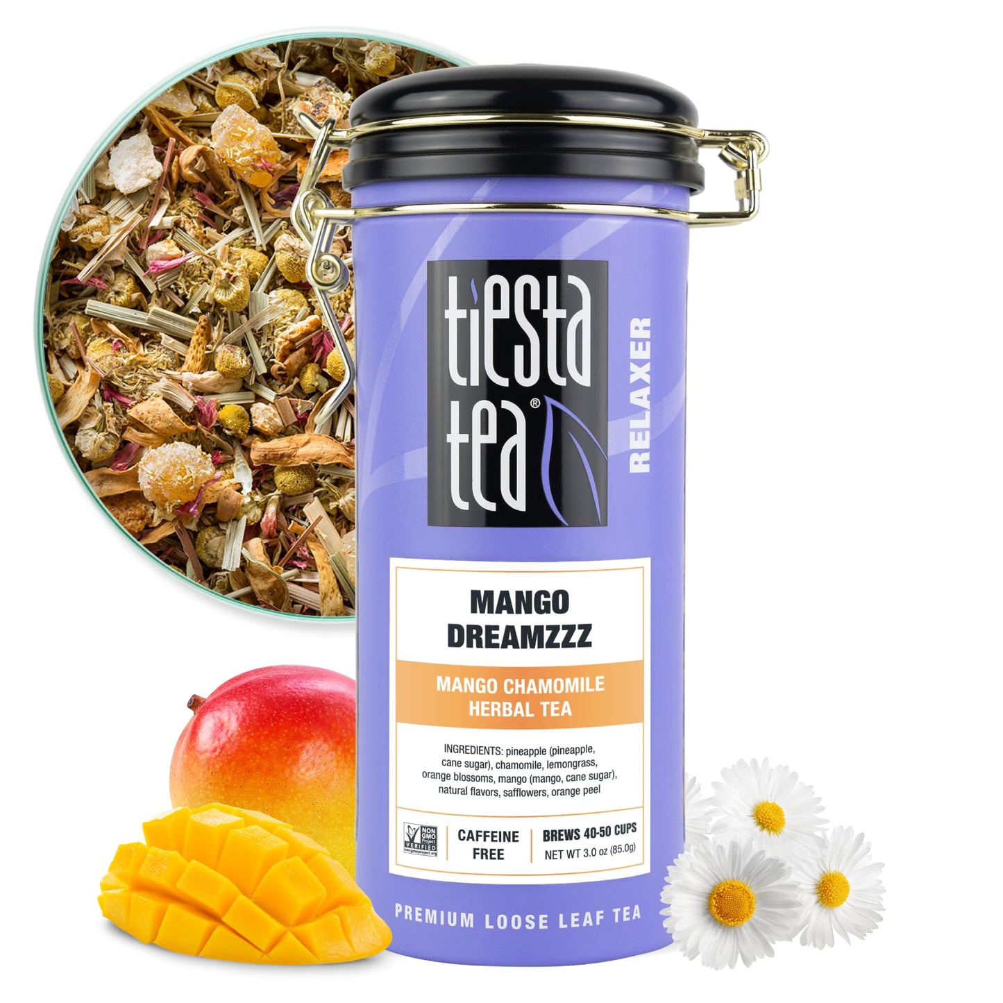 Tiesta Tea Mango Dreamzzz Herbal Tea - Non-Caffeinated, Loose Leaf, 3 Oz Tin, Brews up to 50 Cups
