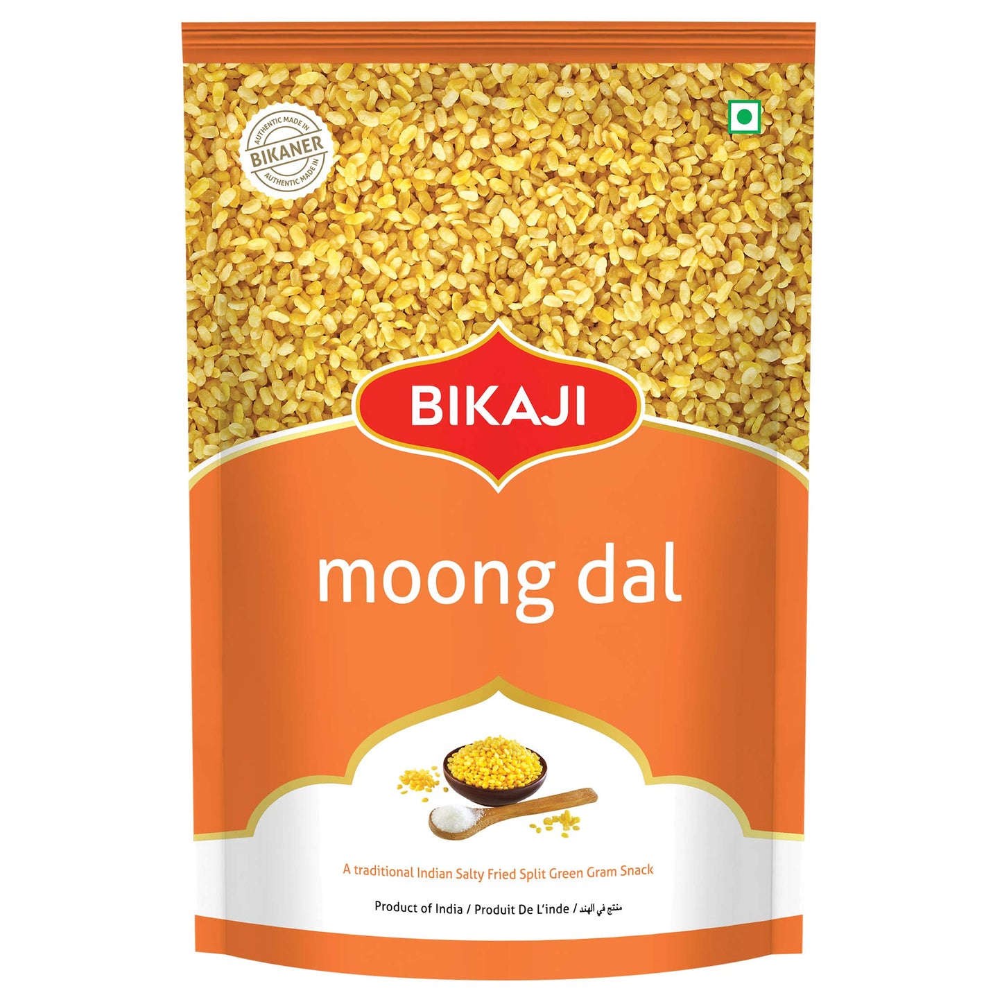 Bikaji Moong Dal – 14.11 Oz (400G) Pack | Salty & Crispy Moong Dal Party Mix Indian Snacks Namkeen | Ready To Eat Roasted Moongdal Split Green Gram For Tea-Time, Bar Snacks, Mug Dal Paasi Paruppu