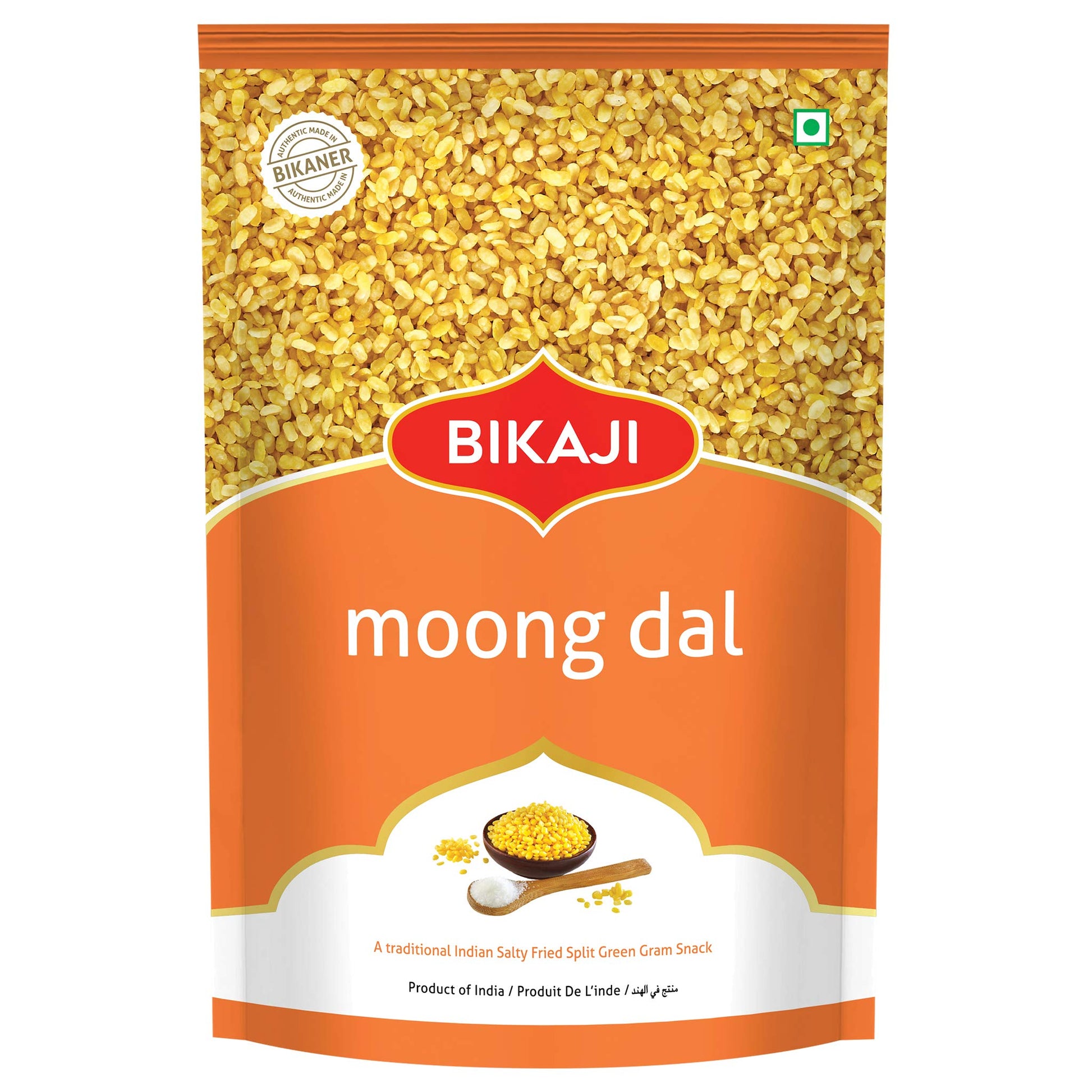 Bikaji Moong Dal – 14.11 Oz (400G) Pack | Salty & Crispy Moong Dal Party Mix Indian Snacks Namkeen | Ready To Eat Roasted Moongdal Split Green Gram For Tea-Time, Bar Snacks, Mug Dal Paasi Paruppu