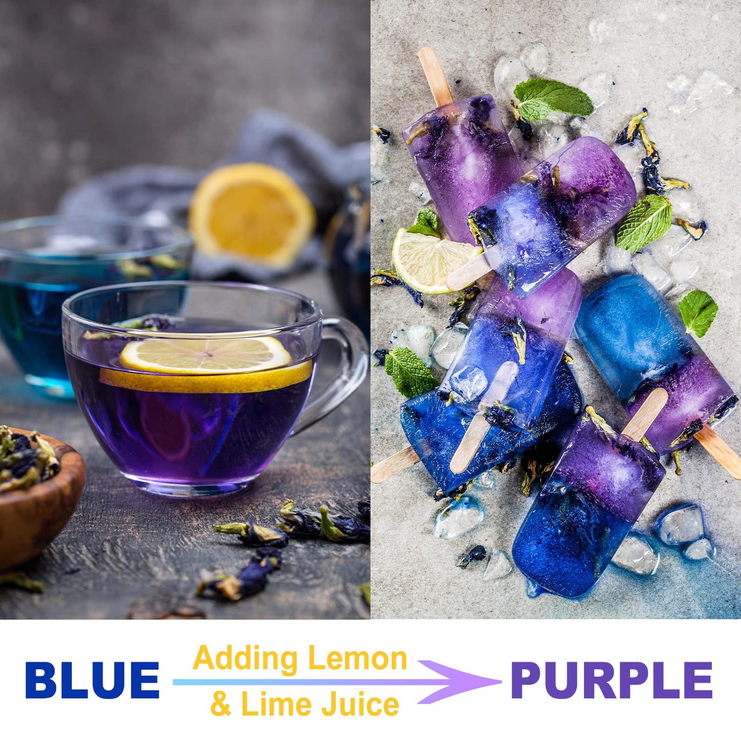 FullChea Butterfly Pea Flower Tea Bags - 30 Count, Caffeine-free, Non-GMO, Rich in Antioxidants, Premium Dried from Thailand