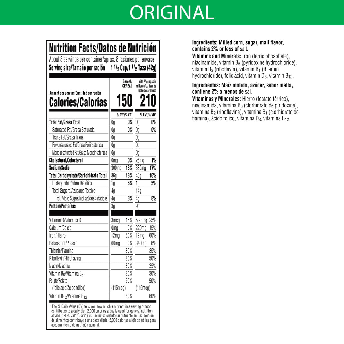Kelloggs Corn Flakes Cold Breakfast Cereal, 8 Vitamins And Minerals, Healthy Snacks, Family Size, Original (4 Boxes)