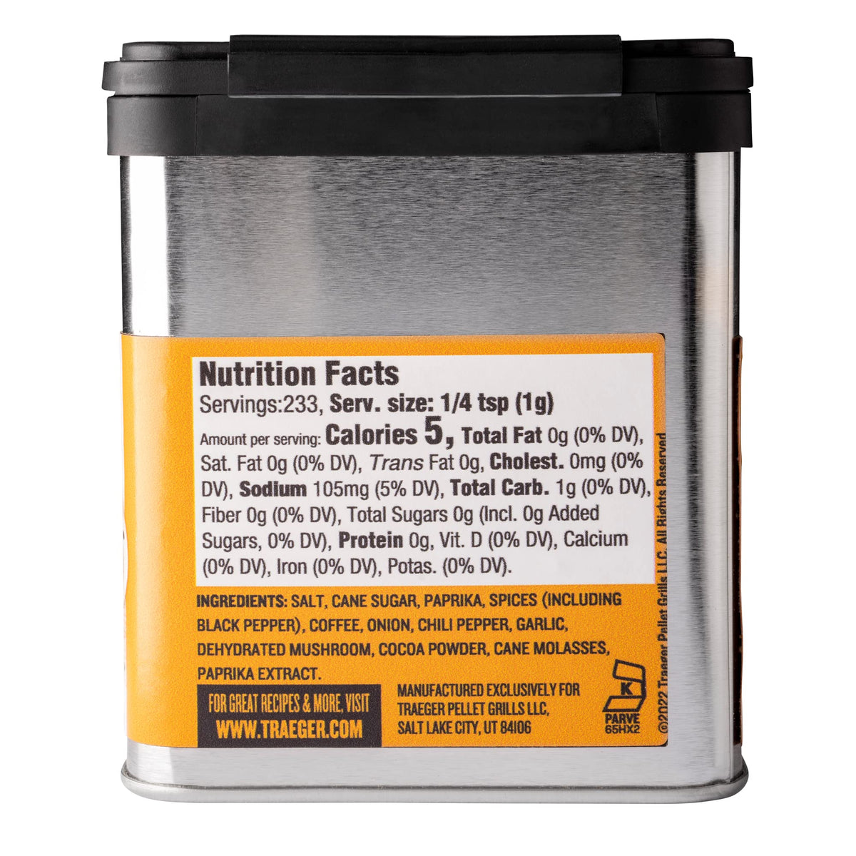 Traeger Grills Spc172 Coffee Rub With Coffee And Black Pepper