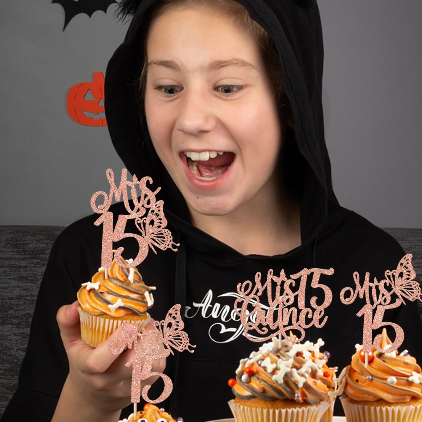 Rssta i Cupcake Toppers Pack of 24, Rose Gold Design, Happy 15th Birthday Decorations