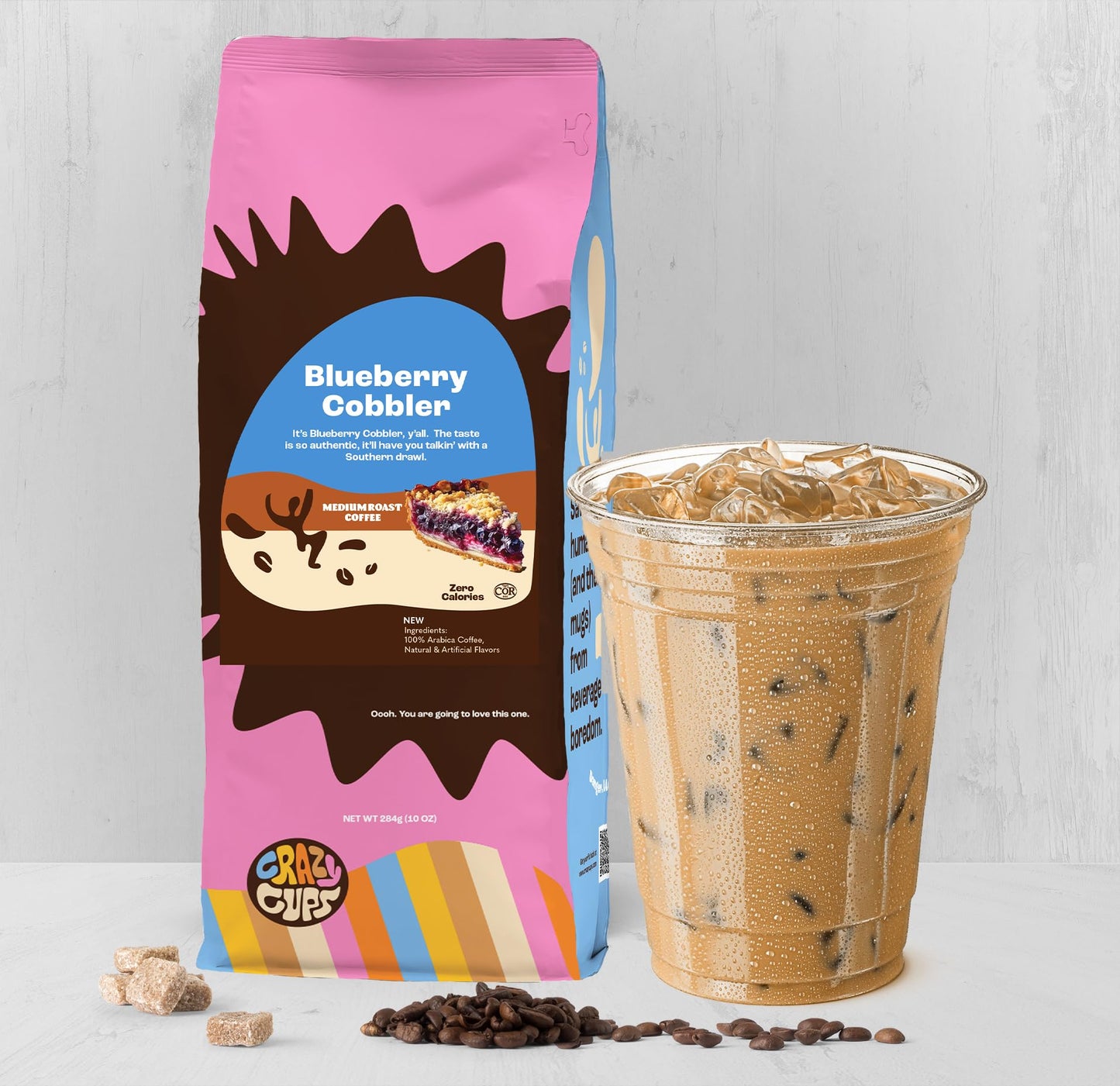 Crazy Cups Flavored Ground Blueberry Coffee  Blueberry Cobbler  For Brewing Flavored Hot or Iced Coffee  10 oz Bag