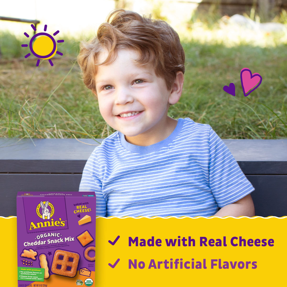 Annies Cheddar Snack Mix With Assorted Crackers and Pretzels, Made with Real Cheese, 9 oz