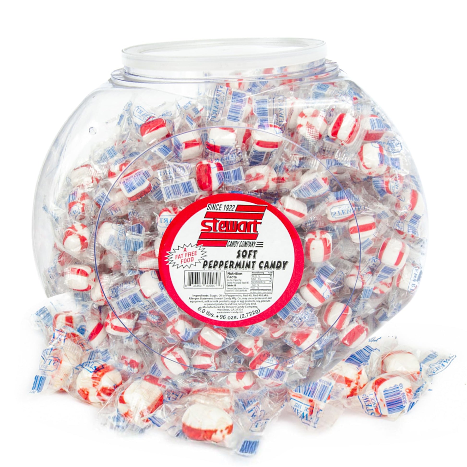Stewart Old Fashioned Peppermint Flavored Candy Puff Balls - Fat-Free, Gluten-Free - 96oz Tub - Multi Color