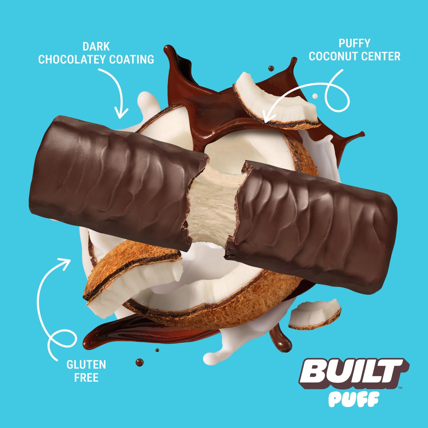 Built Bar, Puff Protein Bars, Coconut Puff, 17G Protein Snacks, On-The-Go Bars, Only 140 Calories, 6G Sugar, Collagen, Gluten Free, 12 Count