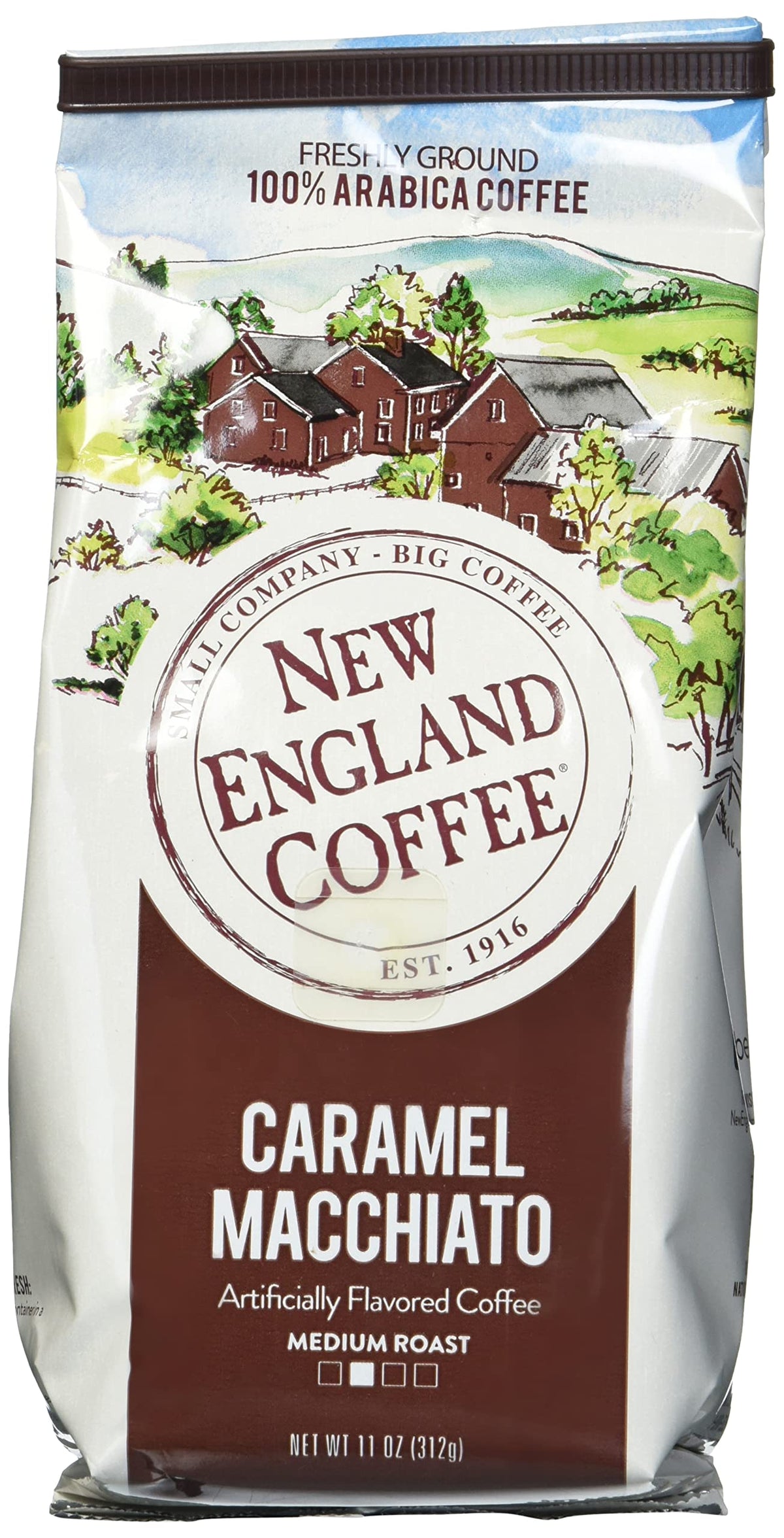 New England Coffee Caramel Macchiato Medium Roast Ground Coffee, 11Oz Bag (Pack Of 6)