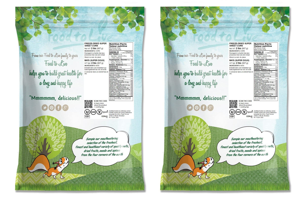 Food To Live Super Sweet Corn Kernels, 4 Pounds - Freeze-Dried, Raw, Kosher, Vegan, Bulk. No Sugar Added. Crunchy Snack. High In