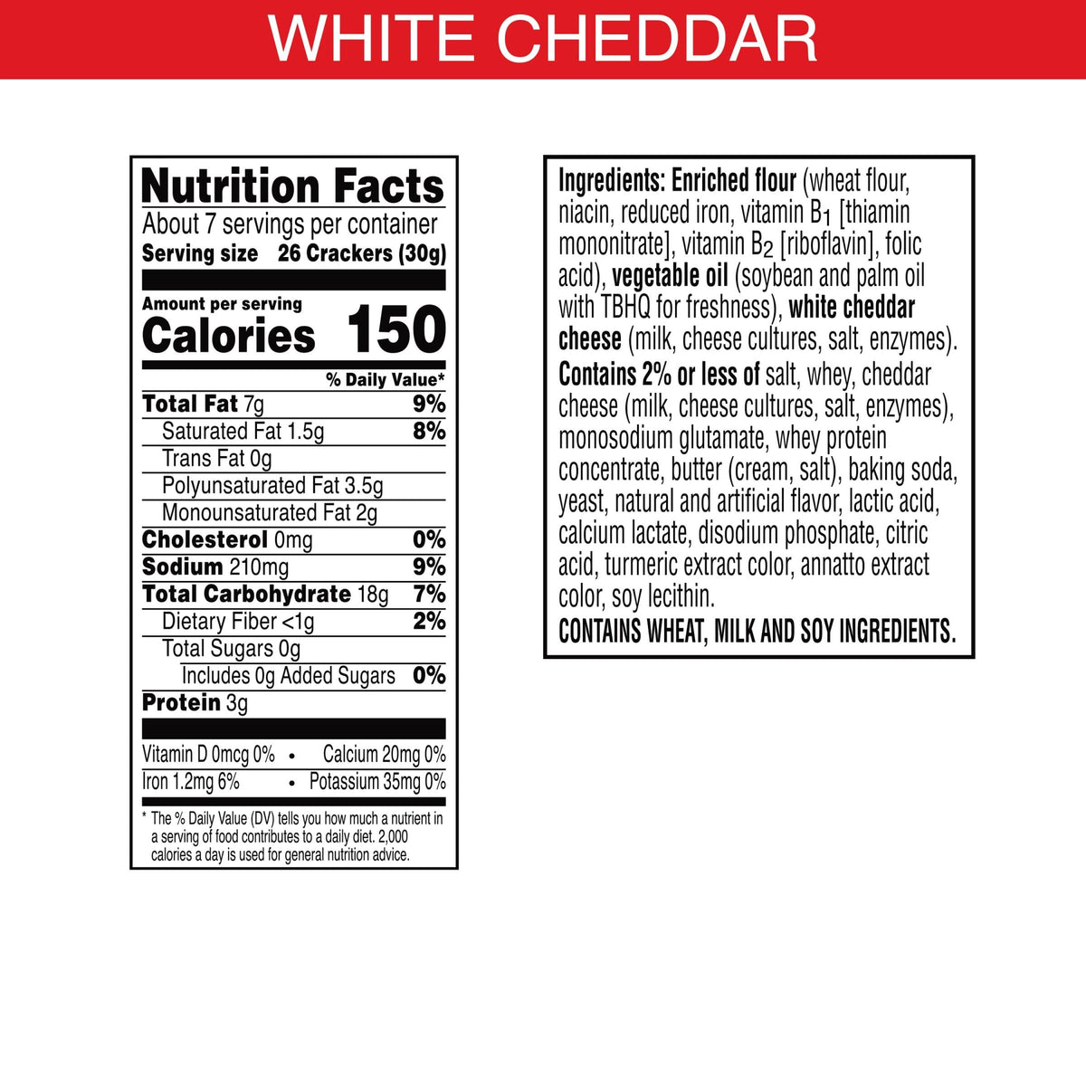 Cheez-It Cheese Crackers, Baked Snack Crackers, Office and Kids Snacks, White Cheddar, 7oz Box (1 Box)