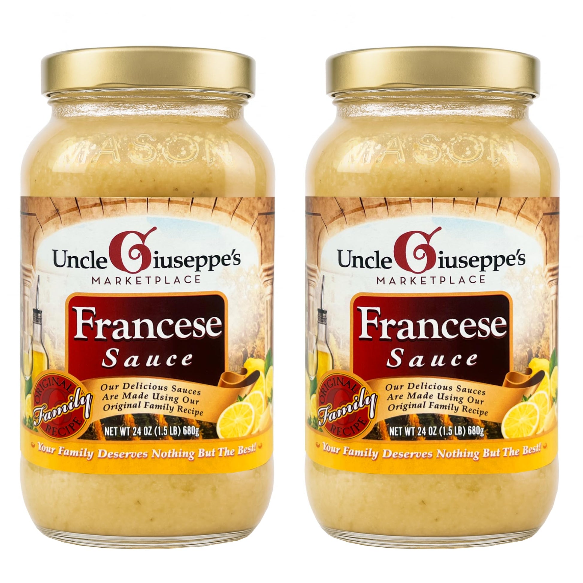 Uncle Giuseppes Francese Sauce  24 Oz | Classic Italian Lemon Butter Beverage-Inspired Sauce | Ready-To-Use Gourmet | All-Natural  No Preservatives [Pack Of 2]