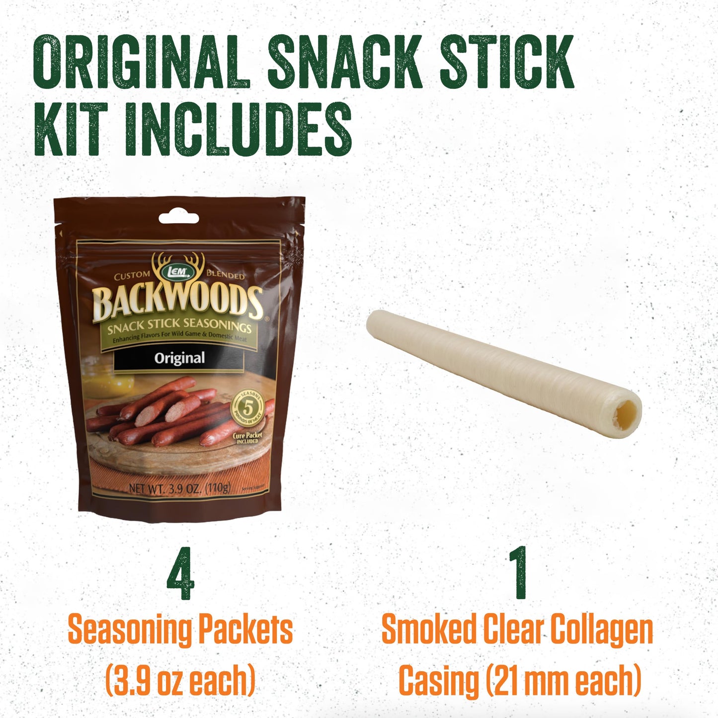 Lem Products Backwoods Original Snack Stick Seasoning Sausage Kit, Ideal For Wild Game, Seasons Up To 20 Pounds Of Meat, 1 Pound, 2.7 Ounce Package With Pre-Measured Cure Packet Included