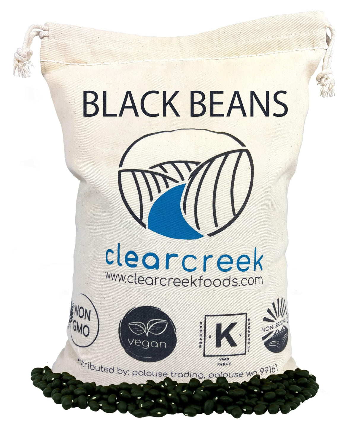 Washington State Black Beans | 4 Lb Linen Drawstring Bag | Non-Gmo | Vegan | Kosher | Non-Irradiated | Dry Black Beans | Frijole
