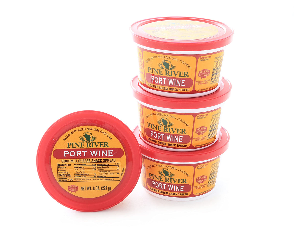 Pine River Cheese Spreads 4-Pack | Port Wine | 8 oz Tubs | Shelf-Stable