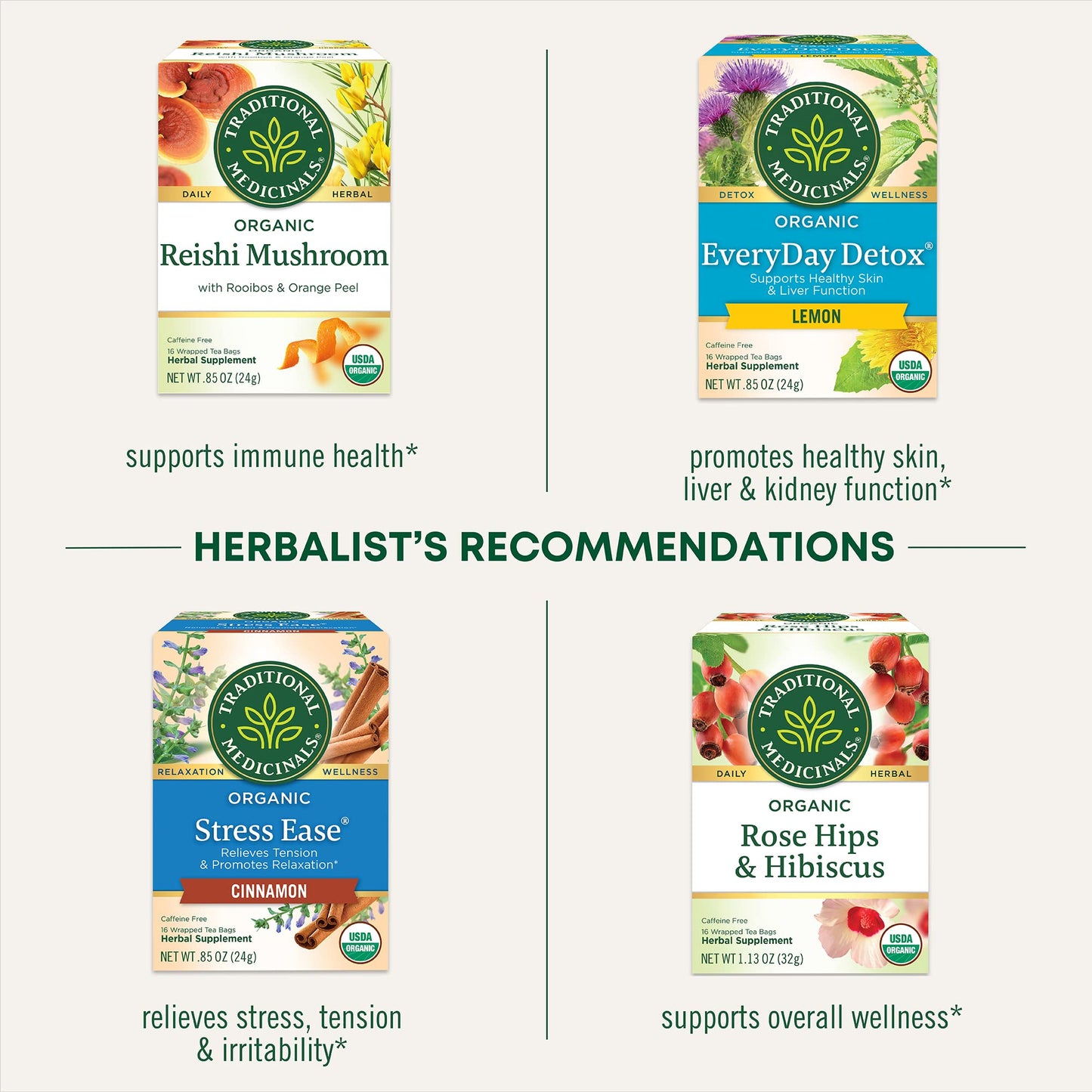 Traditional Medicinals Organic Nettle Tea - Caffeine-Free, 16 Tea Bags, Kosher, Non-GMO