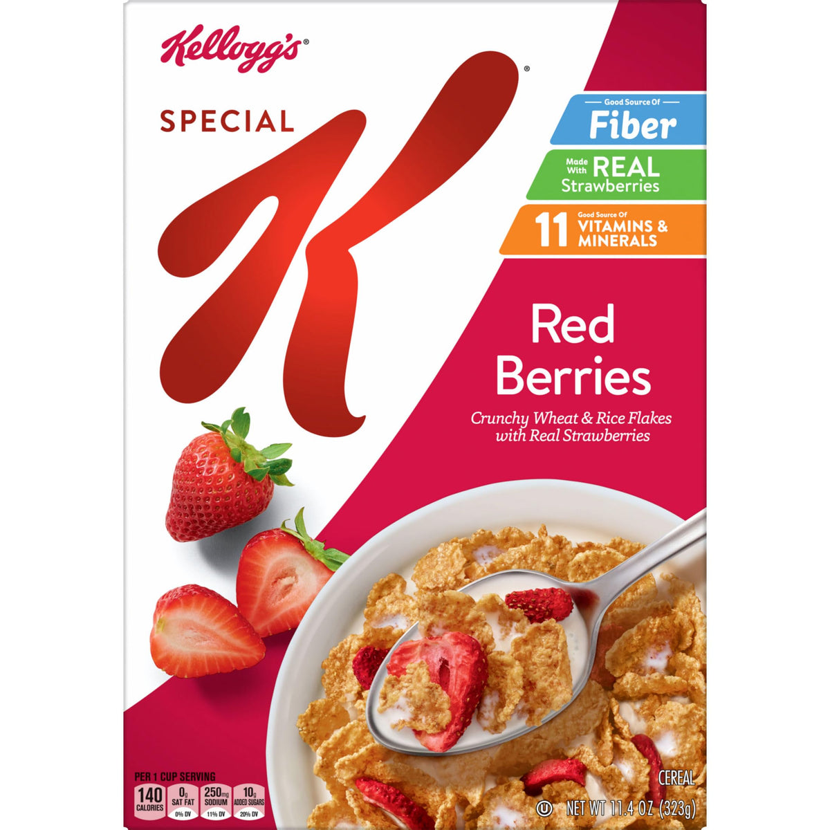 Kelloggs Special K Breakfast Cereal, Fiber Cereal, Family Breakfast, Red Berries, 11.4oz Box (1 Box)