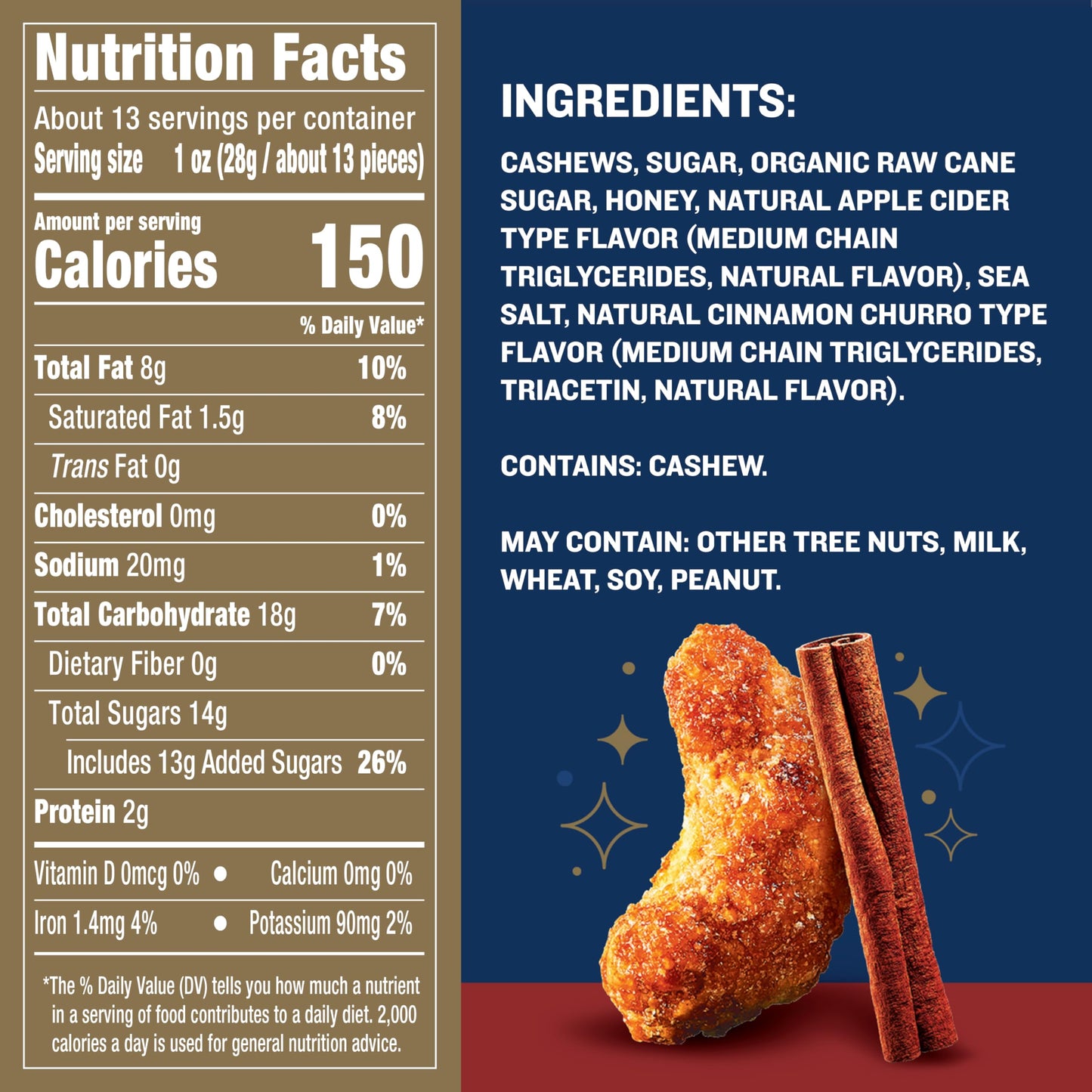 PLANTERS Flavored Cashews, Apple Cider Donut, Plant-Based Protein, 5 oz Bag