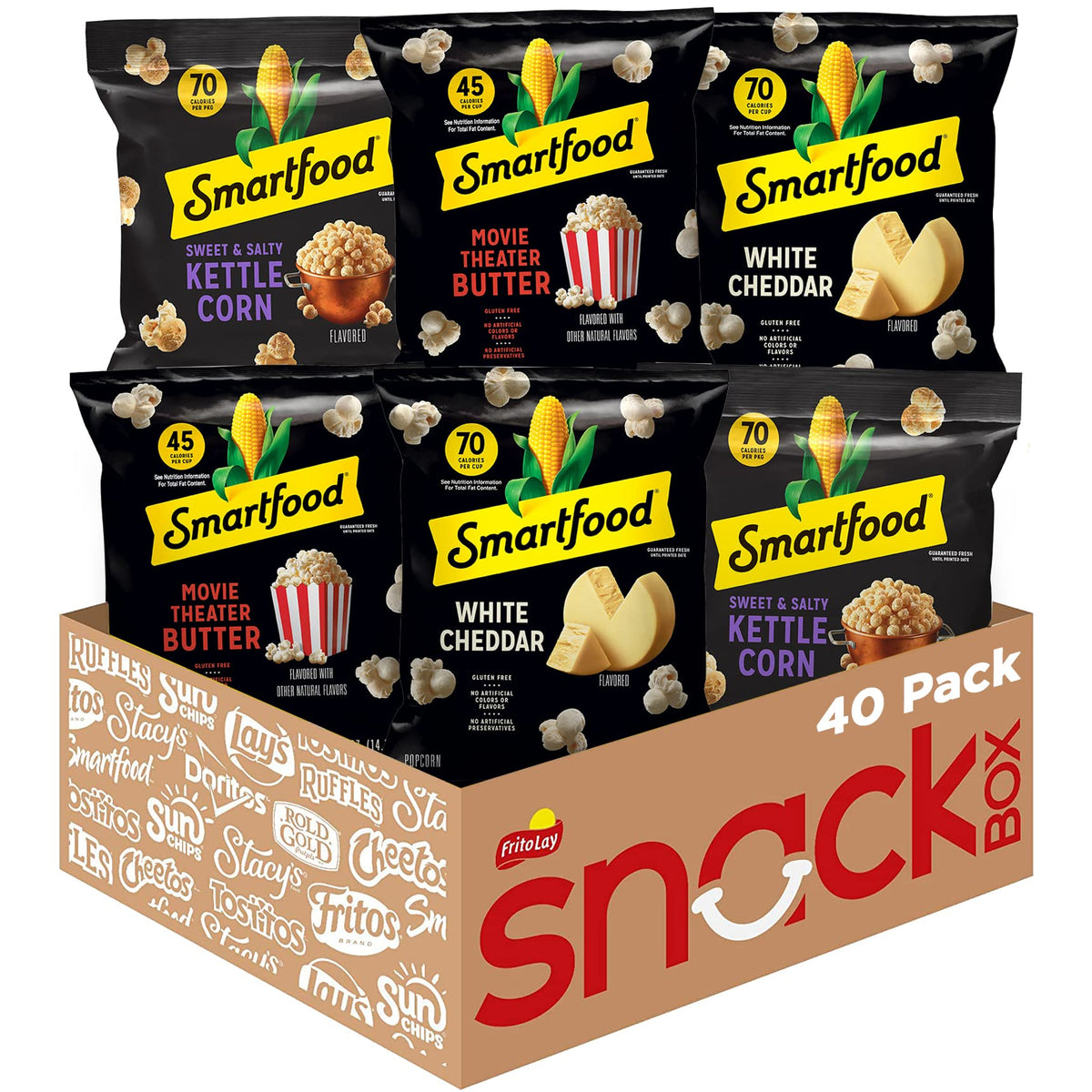Smartfood Popcorn, Variety Pack, 0.5 Ounce (Pack Of 40)