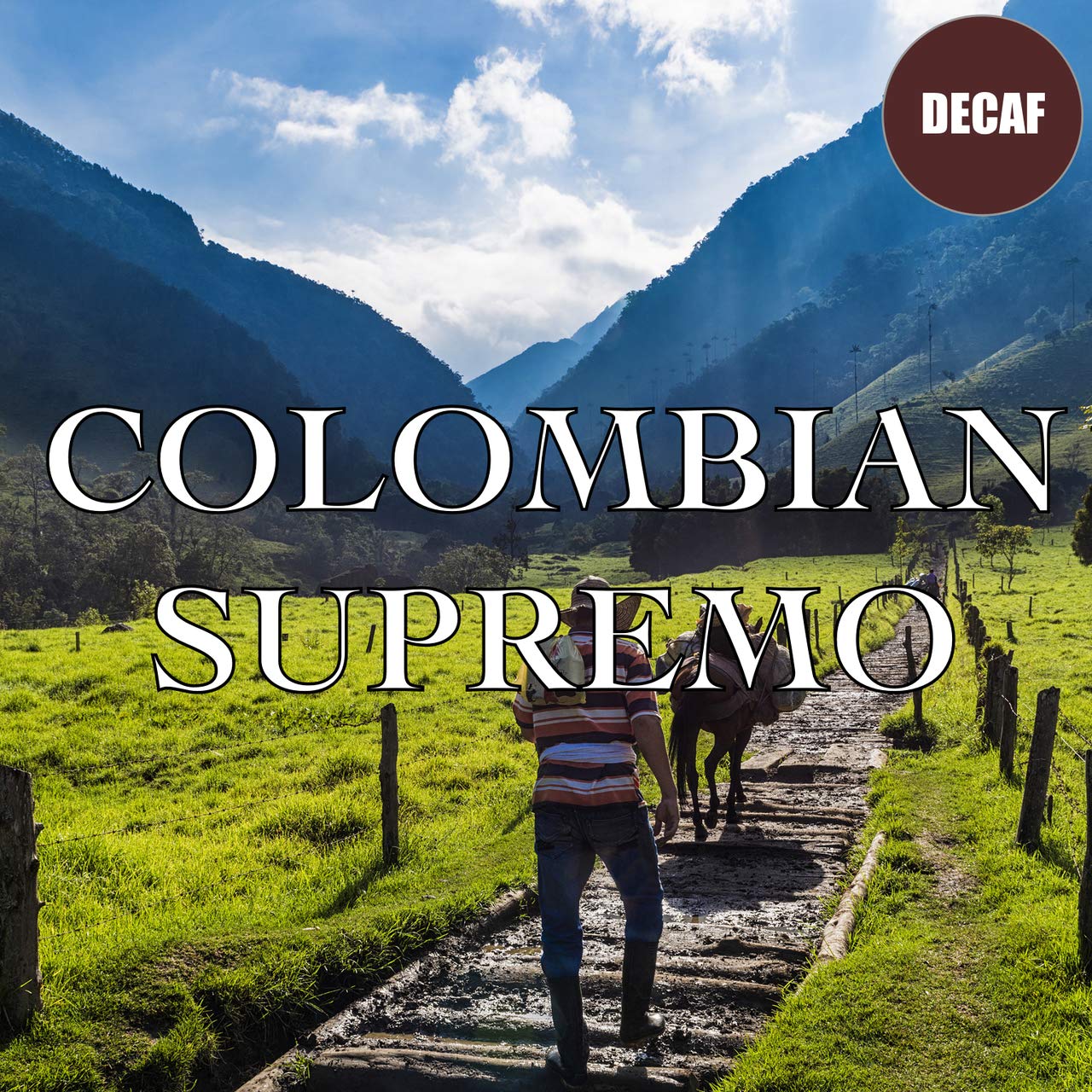 Volcanica Coffee Colombian Supremo Decaf Whole Bean, Swiss Water Processed, Fair Trade, 80 oz, Brown