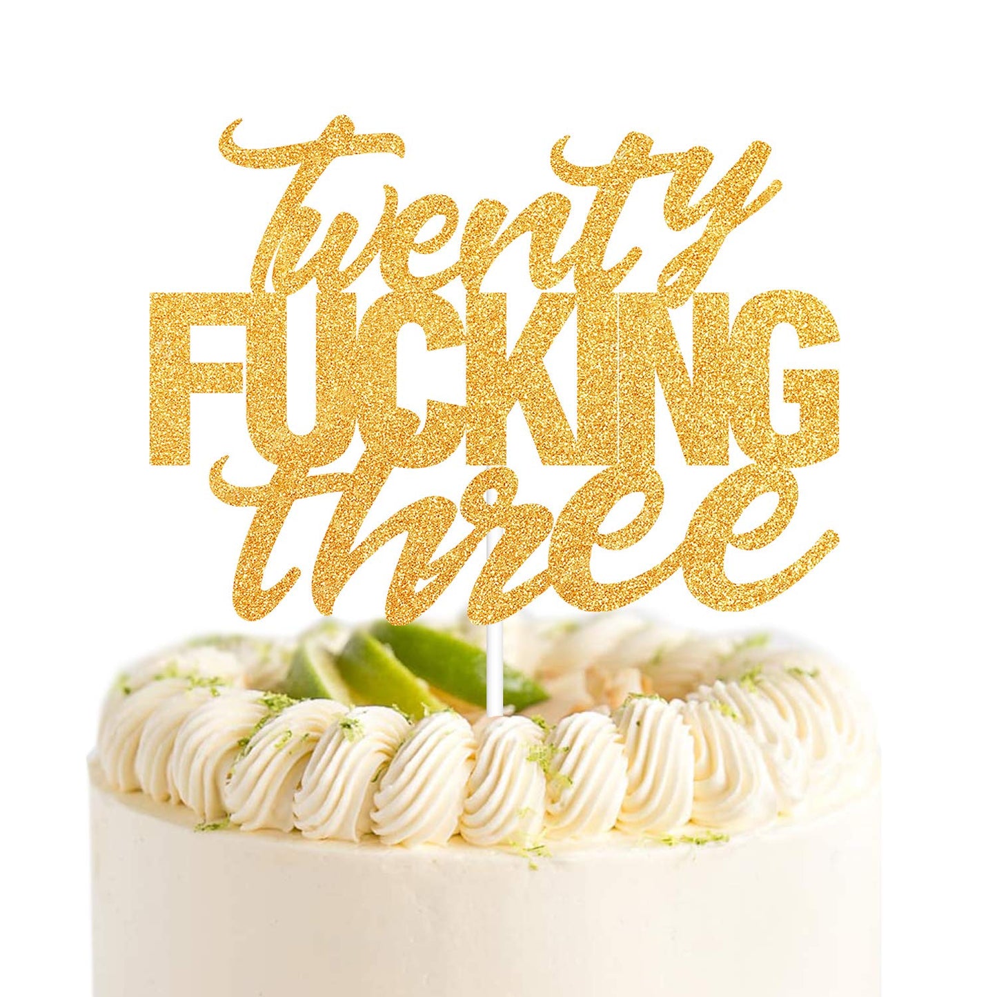 Twenty Three Gold Glitter Cake Toppers 23 Years Old 23Rd Birthday Anniversary Party Decorations Supplies