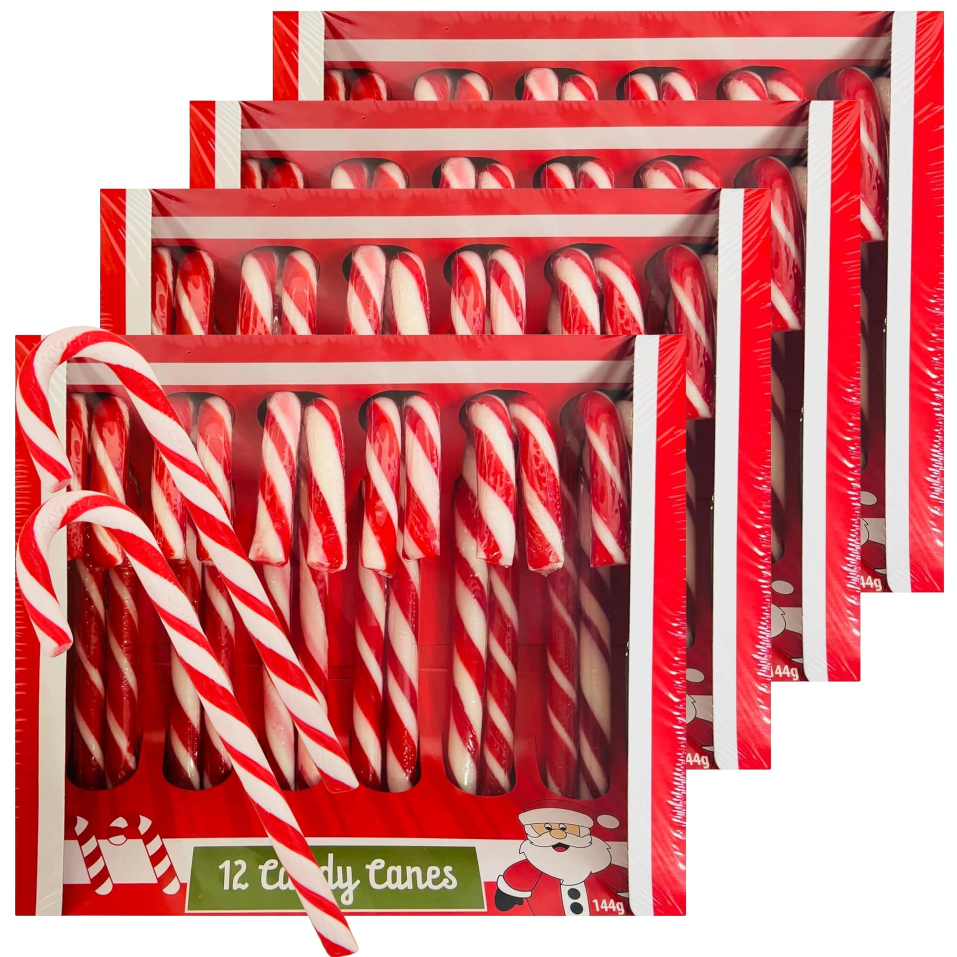 Holiday Candy Canes 4 Pack (48 Count) Traditional Red & White, for Festive Family Enjoyment - Kosher Bulk Treats Individually Wr