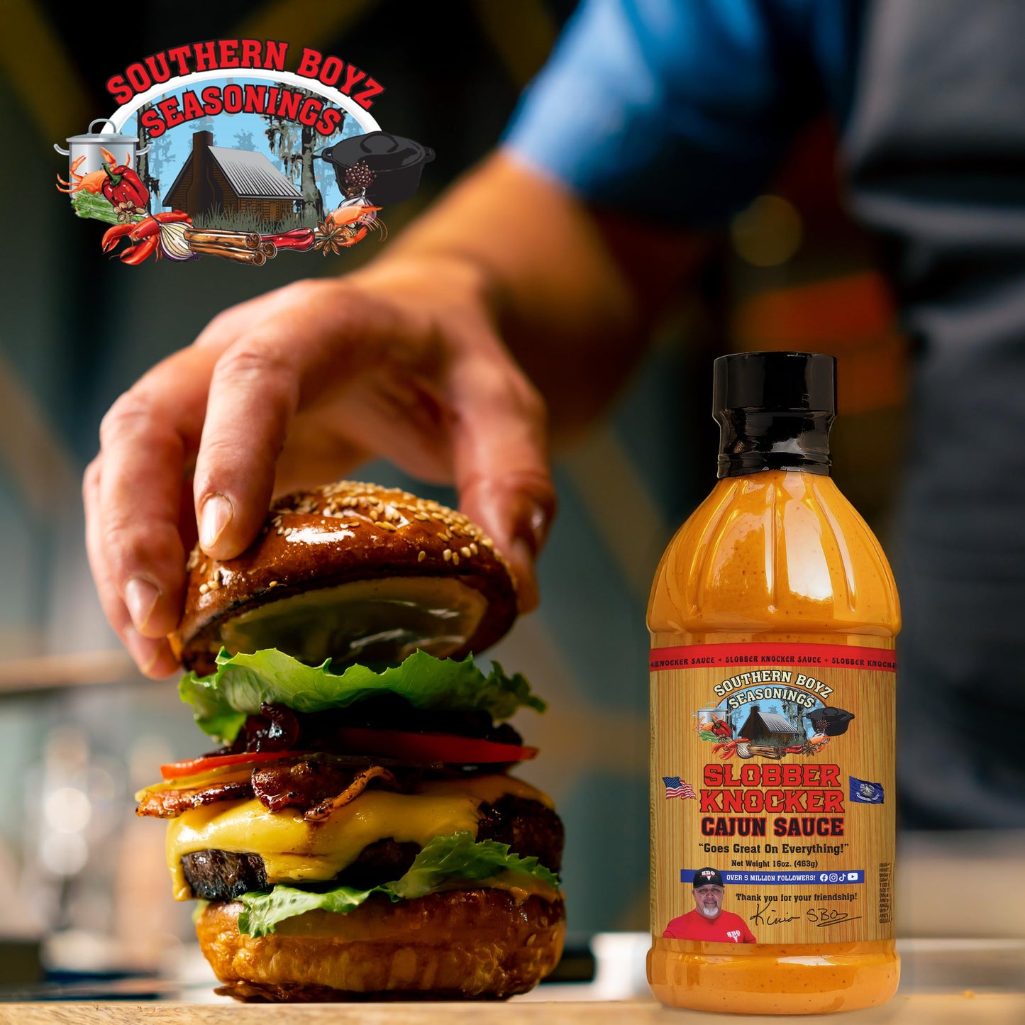 Southern Boyz Slobber Knocker Cajun Sauce - Authentic Louisiana-Style Cajun Condiments & Dipping Sauce, 16 oz