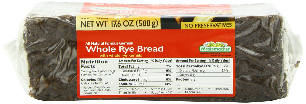 Mestemacher Bread Whole Rye, 17.6-Ounce (Pack Of 6)
