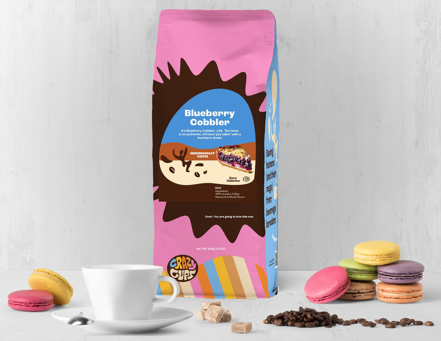 Crazy Cups Flavored Ground Blueberry Coffee  Blueberry Cobbler  For Brewing Flavored Hot or Iced Coffee  10 oz Bag