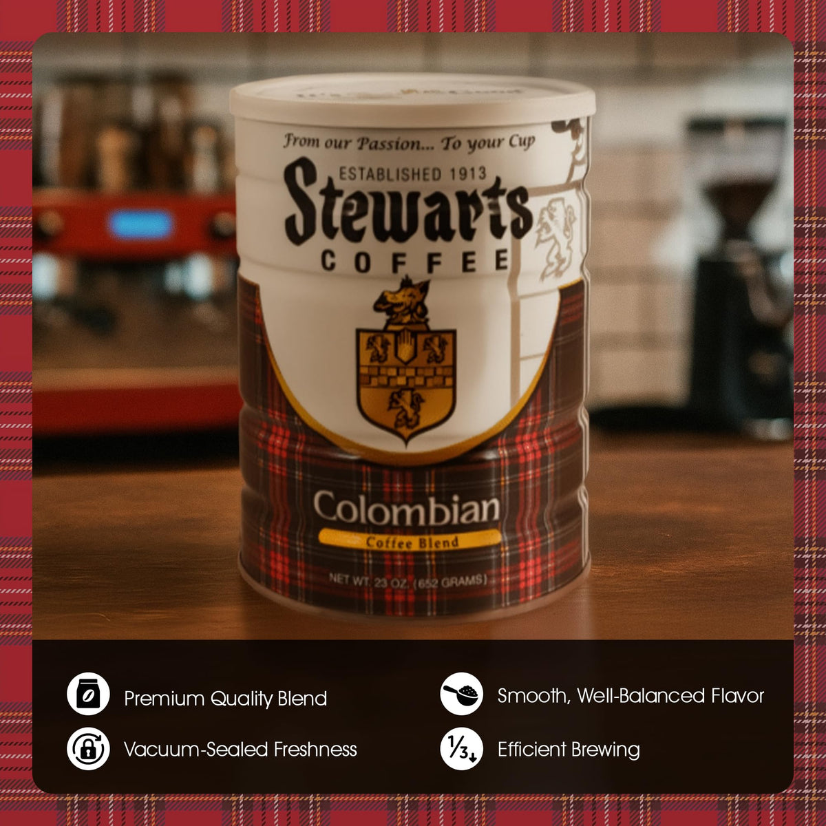 Stewarts Colombian Light Medium Roast Ground Coffee Blend - Mild, Bright, Tasty Flavored Gourmet Coffee Grounds - Great for Hot,