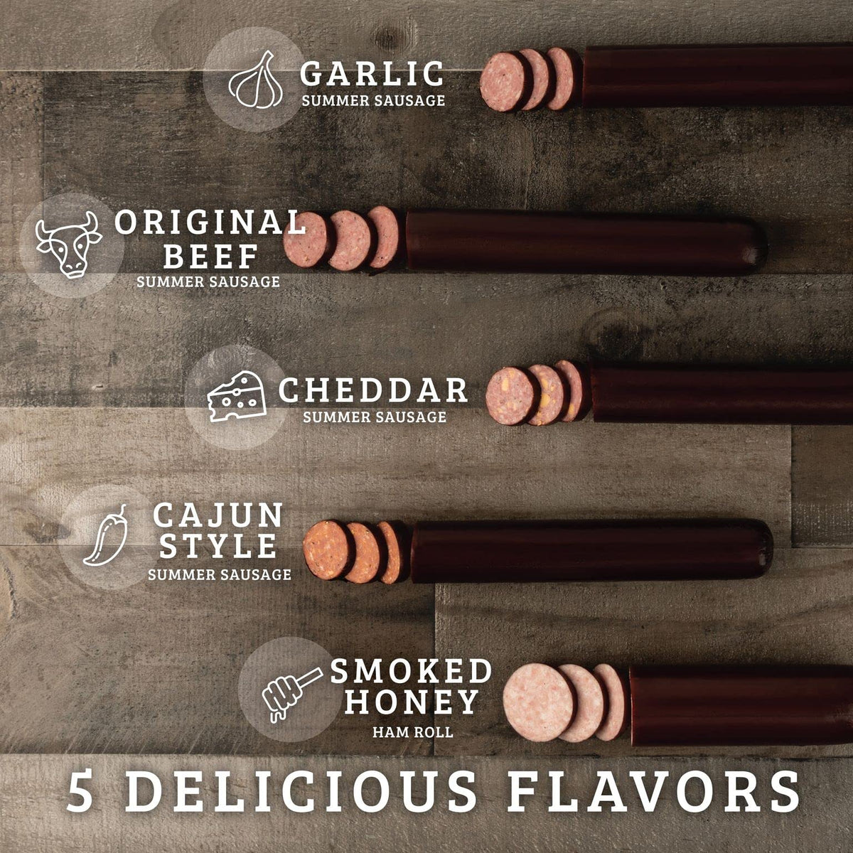 Farmers Market, Gluten Free, Keto, Paleo, Low Sodium, Zero Sugar, Summer Sausage Gift Set, 2-Pack, Roasted Garlic