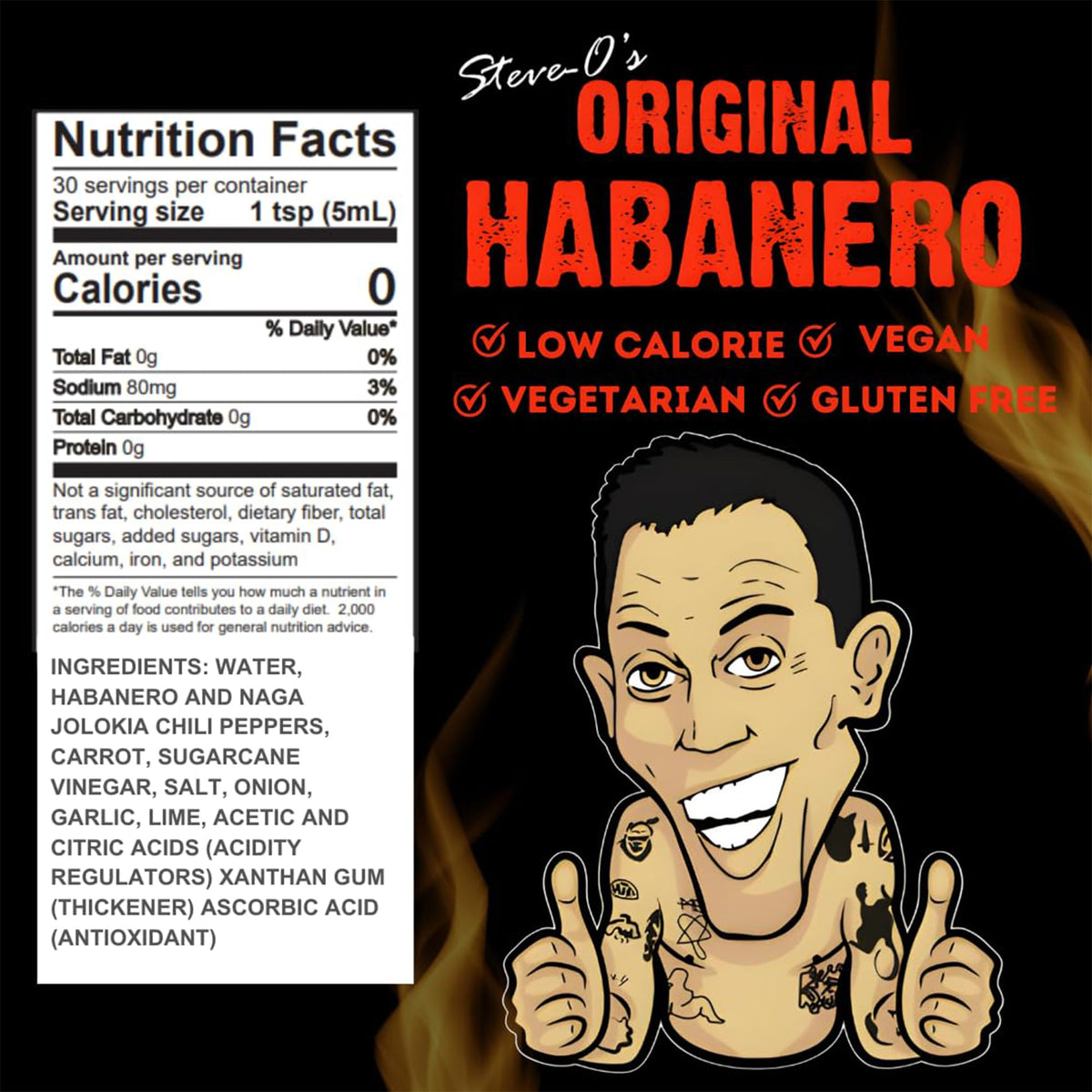 Steve-O'S Habanero Hot Sauce | Spicy Garlic Habanero For Tacos, Burgers, Nachos, Eggs & Bbq (5 Fl Oz, 12 Pack)