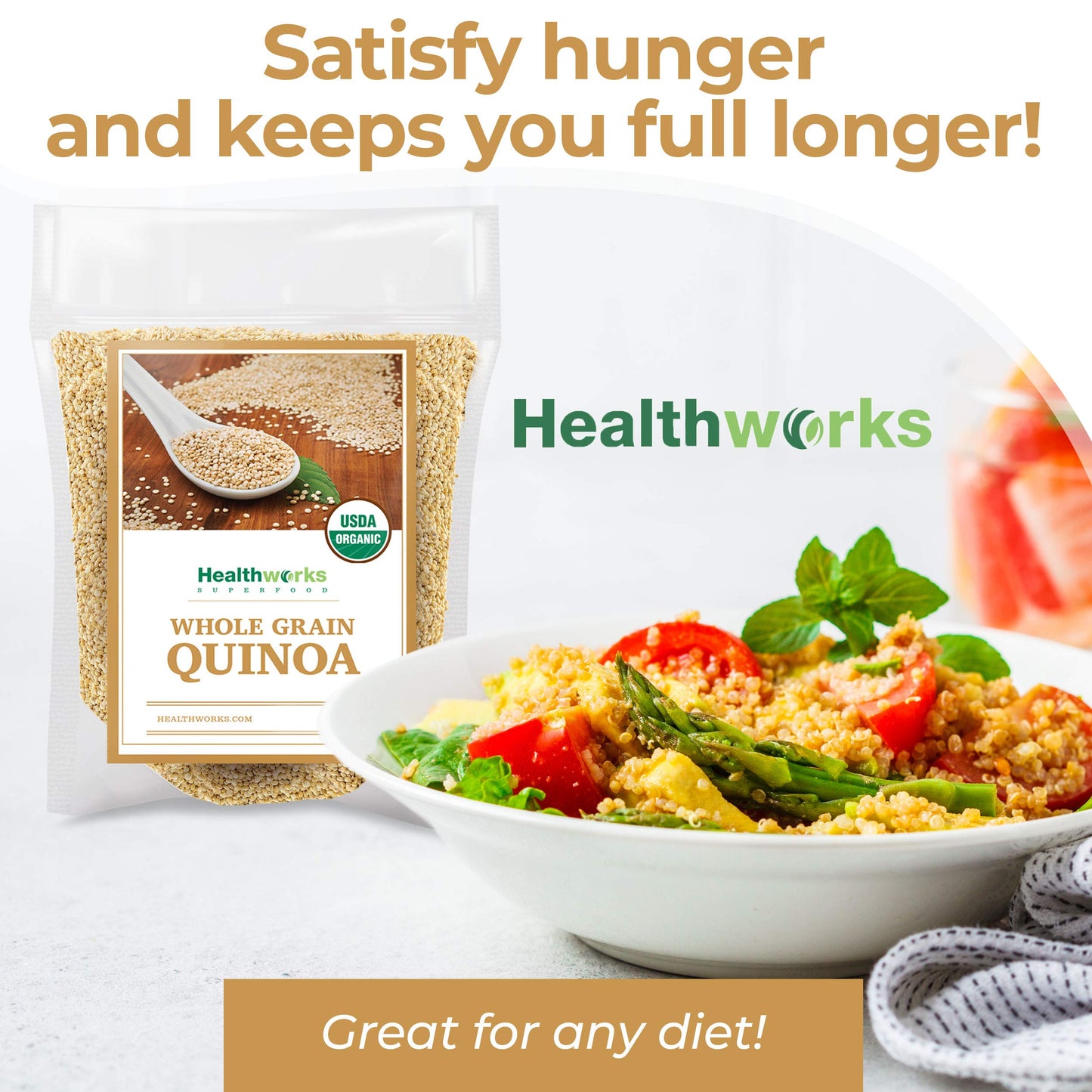Healthworks Quinoa White Whole Grain Raw Organic (80 Ounces / 5 Pounds) | Protein  Fiber & Iron | Peruvian Origin | Rice & Pasta Substitute