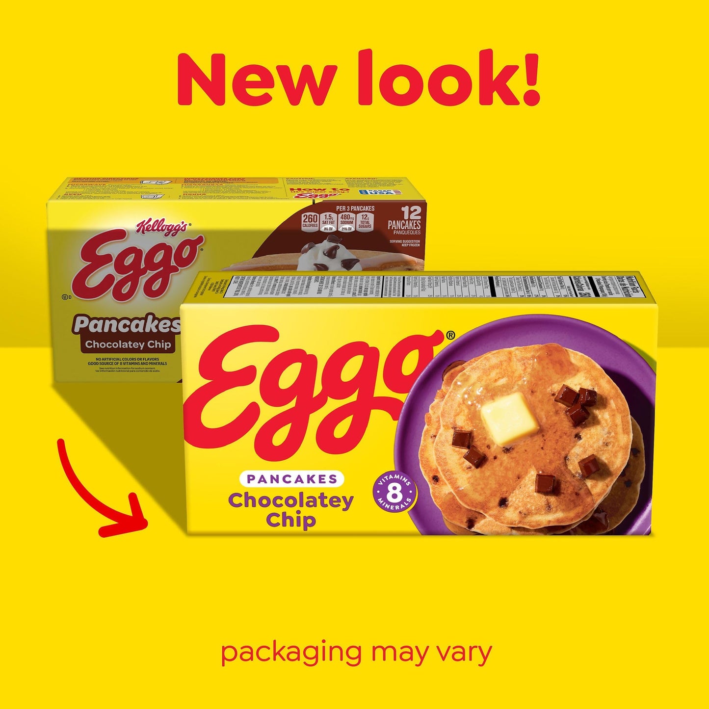Eggo Frozen Pancakes, Frozen Breakfast, Breakfast Food, Chocolatey Chip, 14.8oz Box (12 Pancakes)