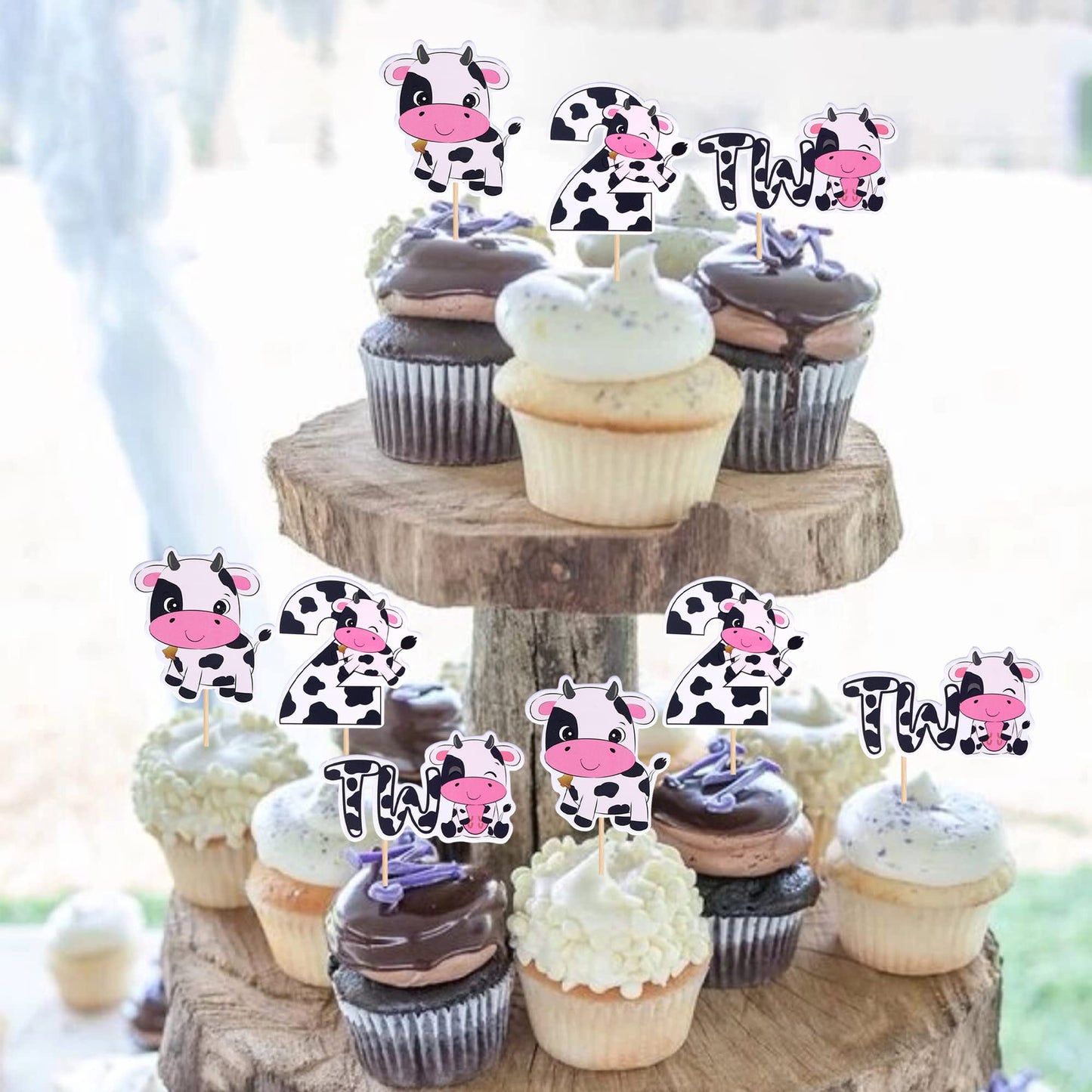 Rssta i Cupcake Toppers for Cow Theme Birthday Party - 36 Pack, Paper, Design 3, Model XM250-two