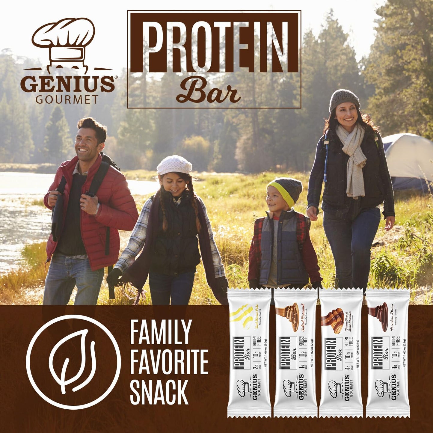 Genius Gourmet Protein Bar, Chocolate Peanut Butter, Keto Snack, Low Carb, Low Sugar & Gluten Free, Protein Snacks For Mature-Themeds, 10G Of Whey Protein Per Protein Bar, 5 Net Carbs, 10 Count