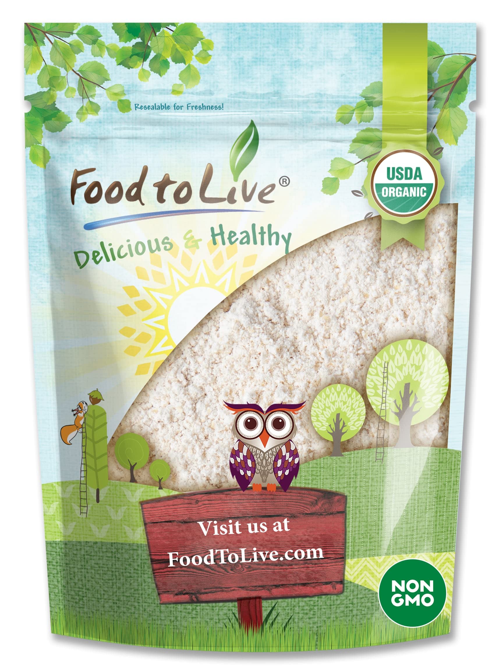 Food to Live Organic Hulled Buckwheat Flour, 1.5 Pounds Non-GMO, Finely Milled Raw Groats, Kosher, Vegan Powder. Good Source of 