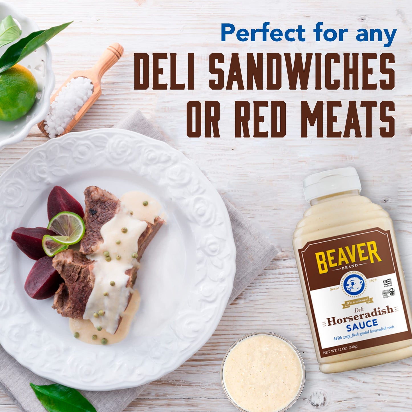 BEAVER Horseradish Sauce, 12 Oz Squeeze Bottle - Bold Flavor for Deli and Home Use