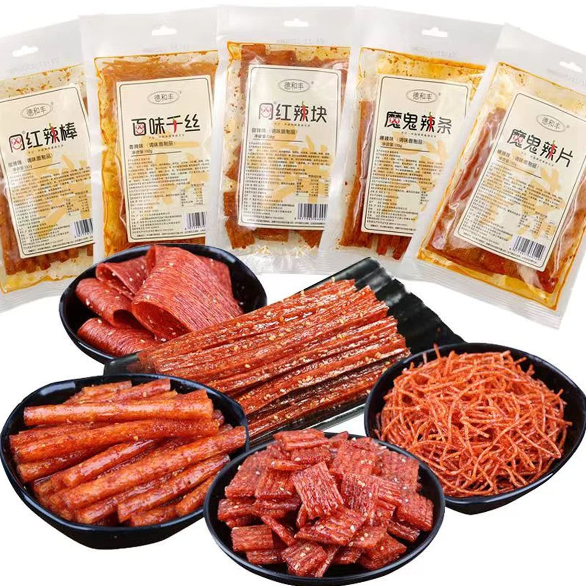 Noble Createaprototype Spicy Gluten Strips Snack - 5 Piece Set, White, Handmade, Vegan, Classic Chinese Flavour